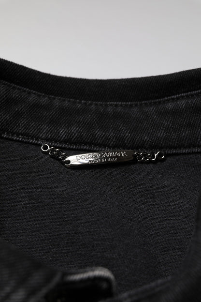 Dolce & Gabbana Black Logo Cotton Stretch Denim Jacket