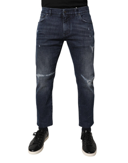 Dolce & Gabbana Blue Cotton Stretch Skinny Men Denim Jeans