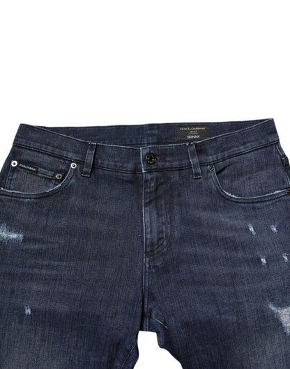 Dolce & Gabbana Blue Cotton Stretch Skinny Men Denim Jeans