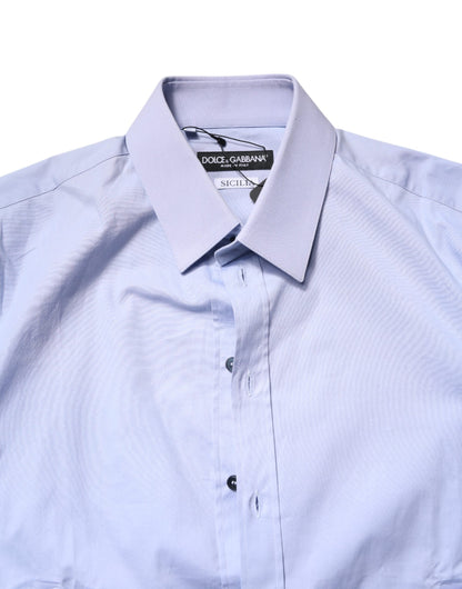 Dolce & Gabbana Light Blue Cotton SICILIA Dress Formal Shirt