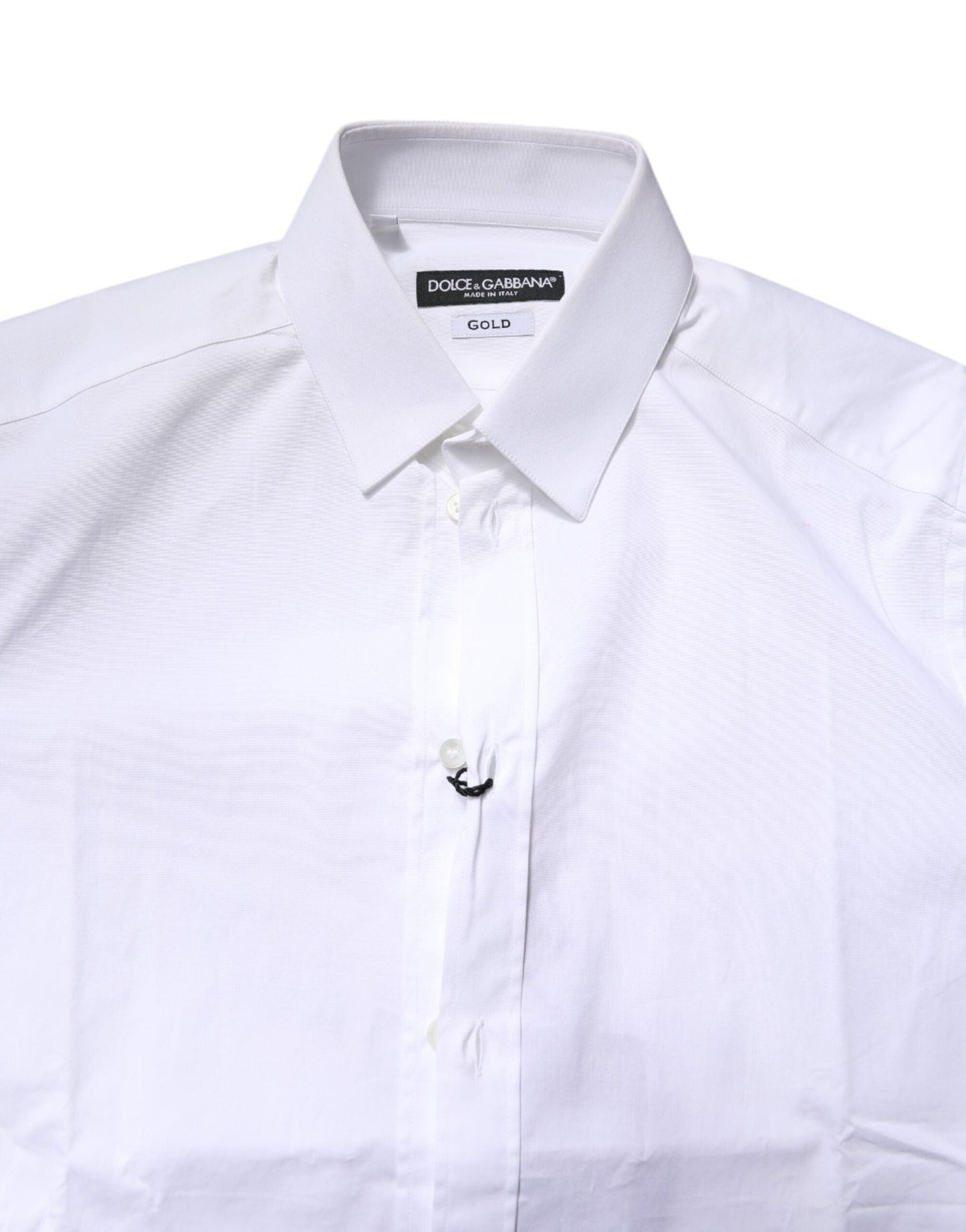 Dolce & Gabbana White Cotton Stretch GOLD Dress Formal Shirt
