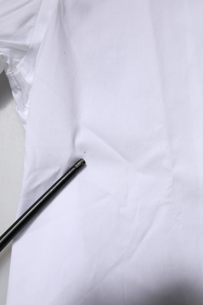 Dolce & Gabbana White Cotton Stretch GOLD Dress Formal Shirt