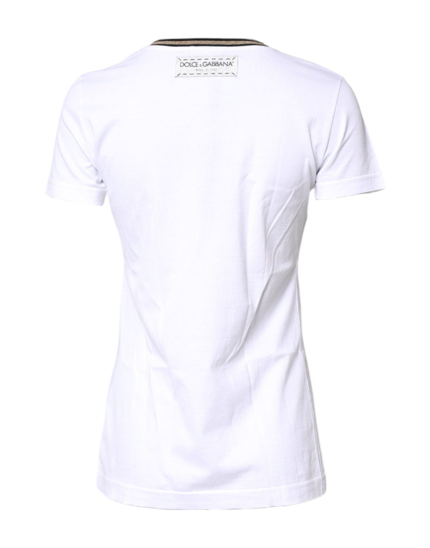 Dolce & Gabbana White Graphic Print Cotton Crew Neck T-shirt
