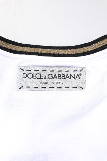 Dolce & Gabbana White Graphic Print Cotton Crew Neck T-shirt