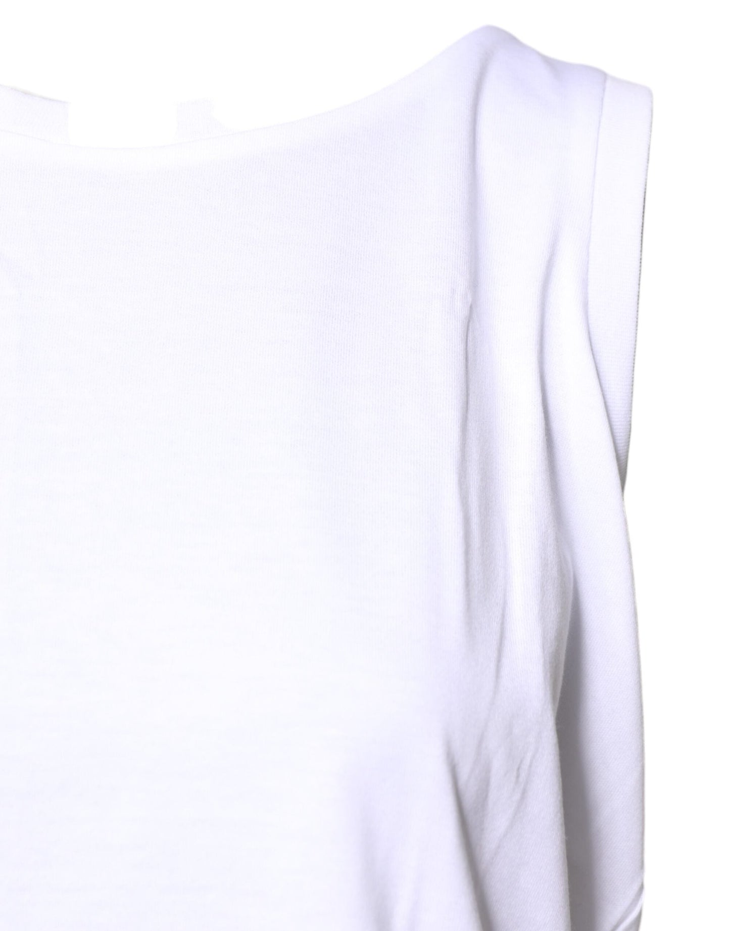 Dolce & Gabbana White Cotton Sleeveless Crew Neck T-shirt