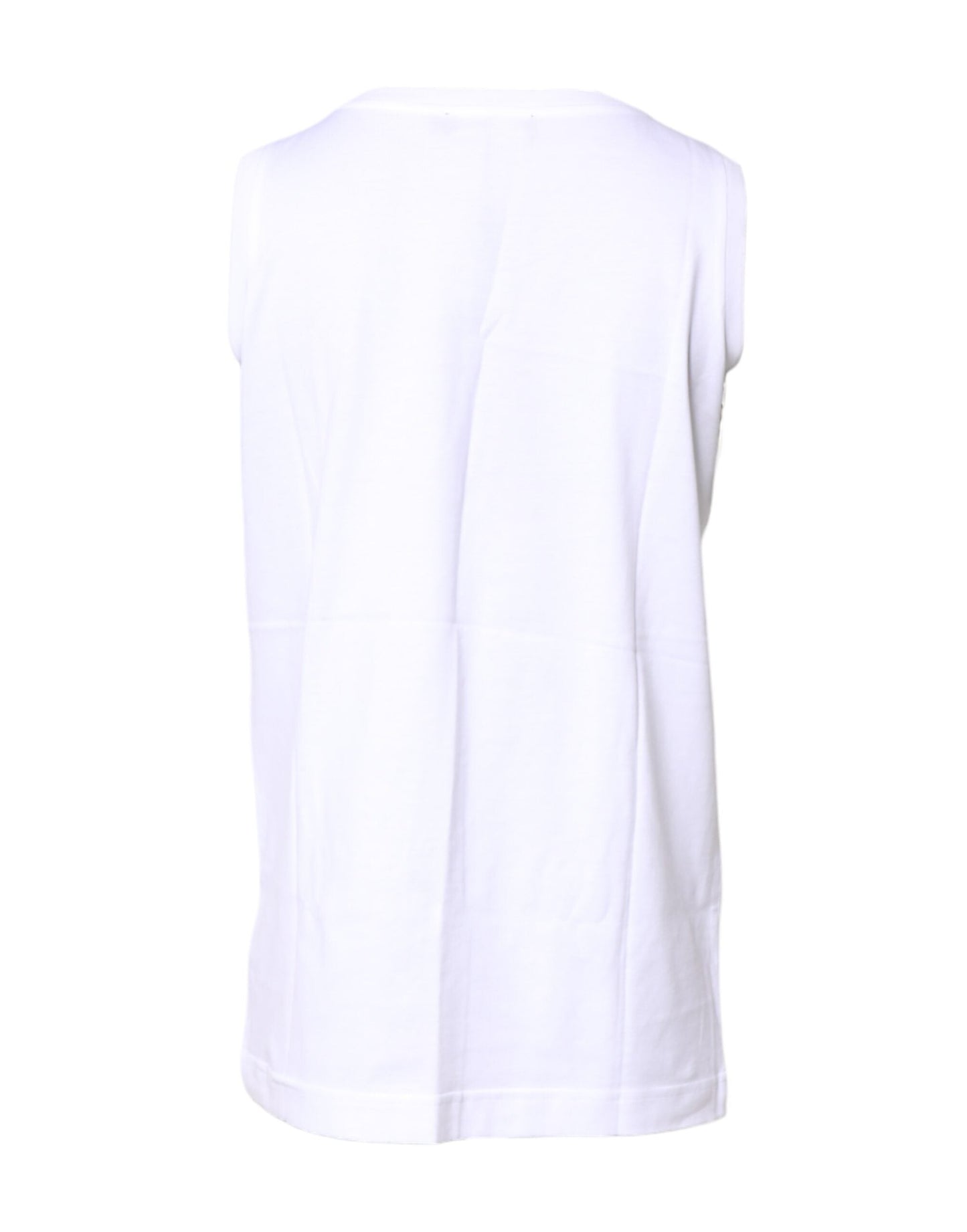 Dolce & Gabbana White Cotton Sleeveless Crew Neck T-shirt