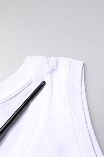 Dolce & Gabbana White Cotton Sleeveless Crew Neck T-shirt