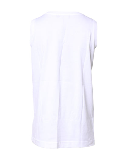 Dolce & Gabbana White Cotton Sleeveless Crew Neck T-shirt