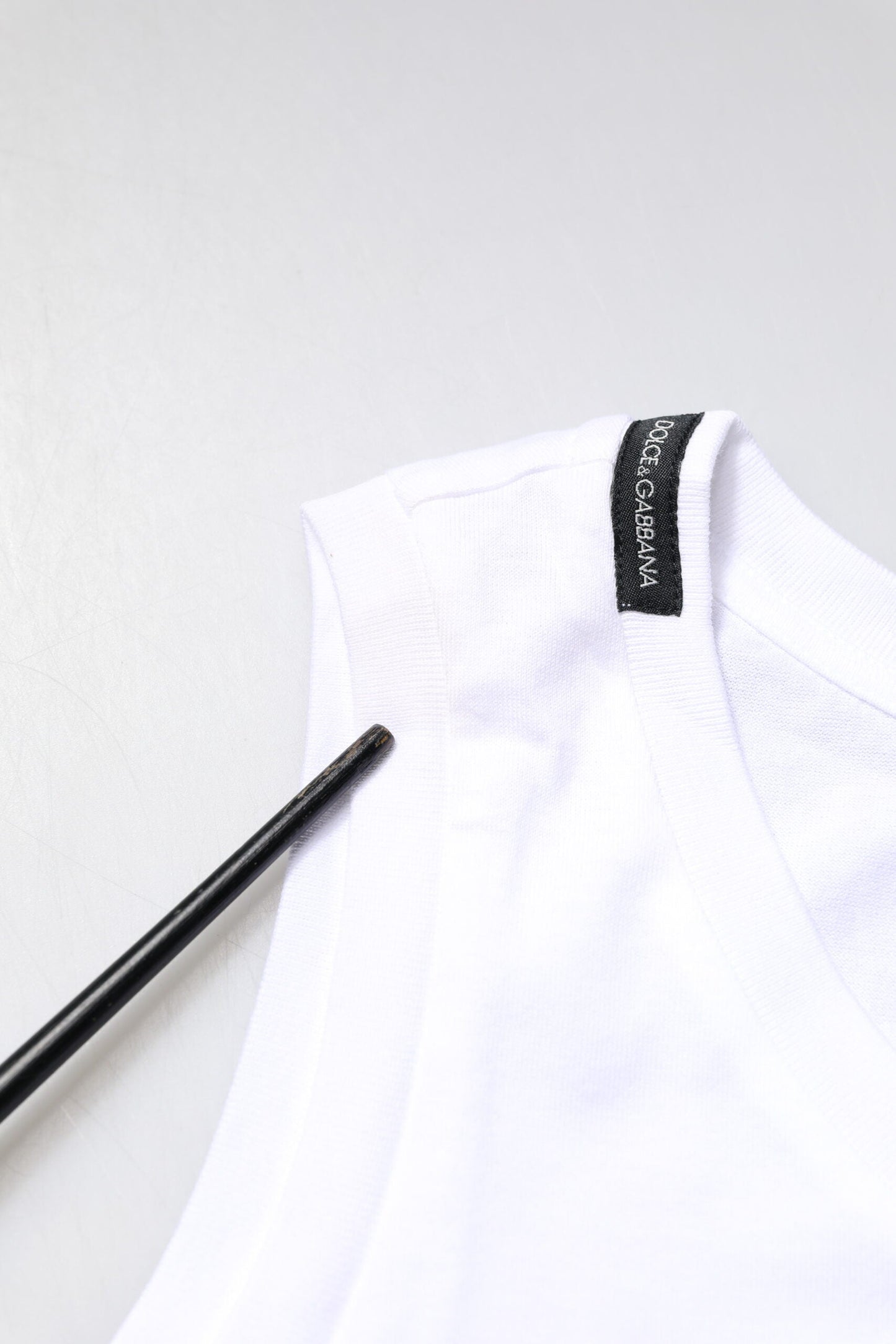 Dolce & Gabbana White Cotton Sleeveless Crew Neck T-shirt