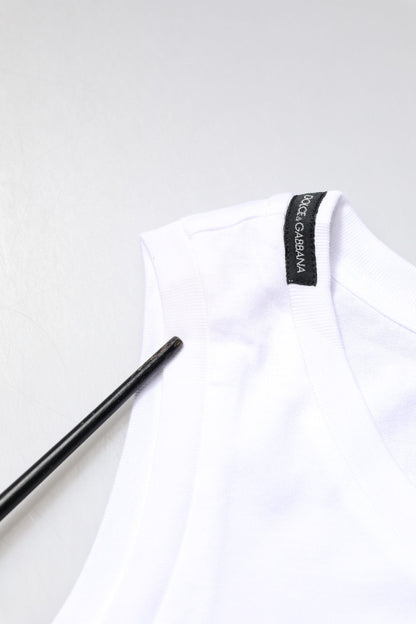 Dolce & Gabbana White Cotton Sleeveless Crew Neck T-shirt