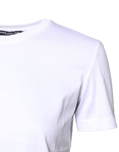 Dolce & Gabbana White Cotton Crew Neck Short Sleeves T-shirt