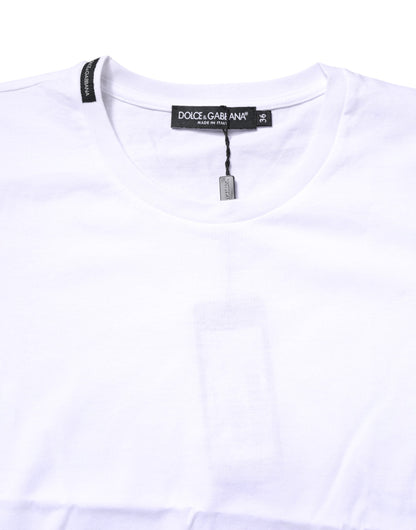 Dolce & Gabbana White Cotton Crew Neck Short Sleeves T-shirt