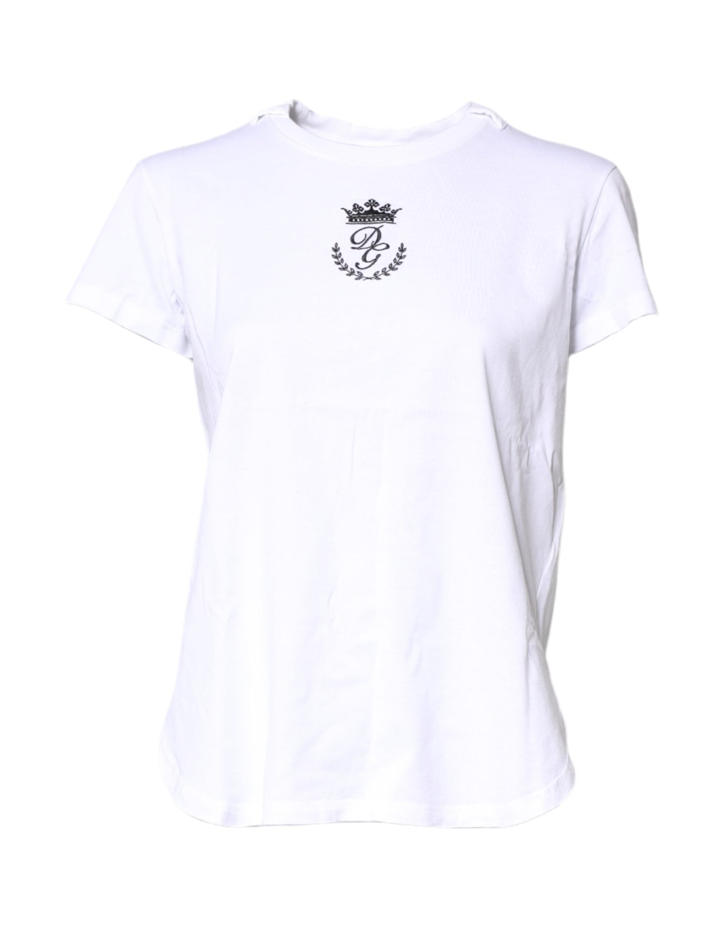 Dolce & Gabbana White Logo Crown Cotton Crew Neck T-shirt