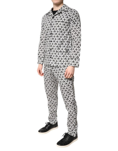 Dolce & Gabbana Black White DG Print Cotton Pajama Set Sleepwear