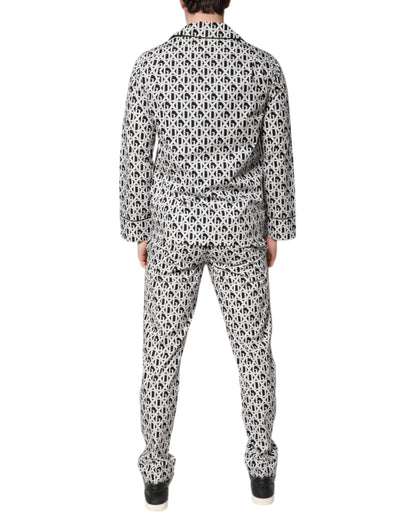 Dolce & Gabbana Black White DG Print Cotton Pajama Set Sleepwear