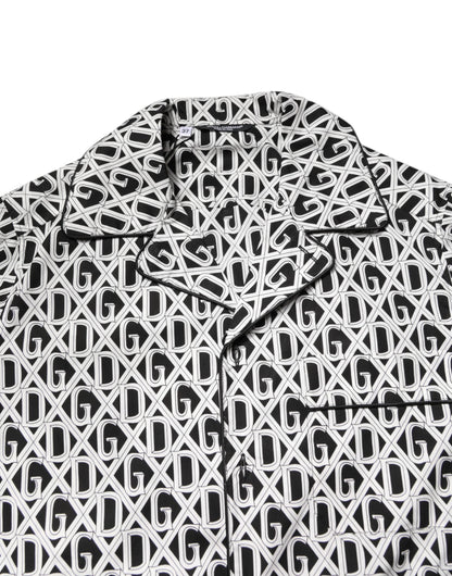 Dolce & Gabbana Black White DG Print Cotton Pajama Set Sleepwear