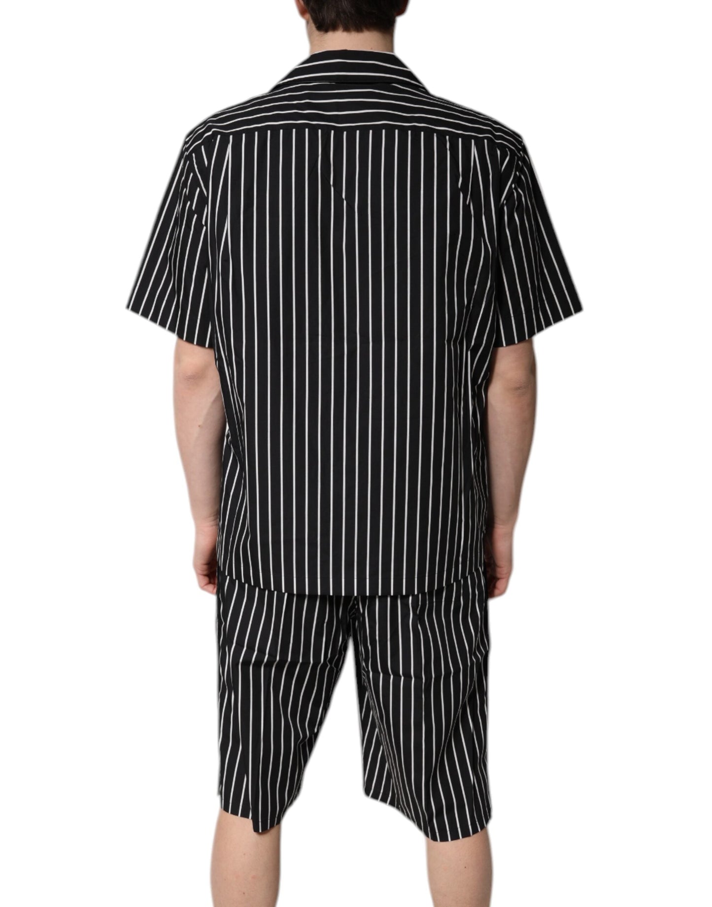 Dolce & Gabbana Black White Stripes Cotton Men Pajama Set Sleepwear