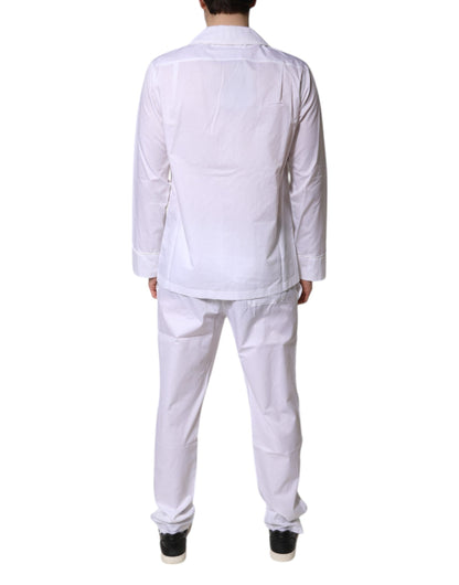 Dolce & Gabbana White Cotton Shirt Pants Pajama Set Sleepwear