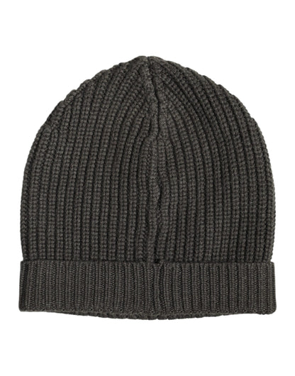 Dolce & Gabbana Dark Gray Cashmere Knit Winter Beanie Hat