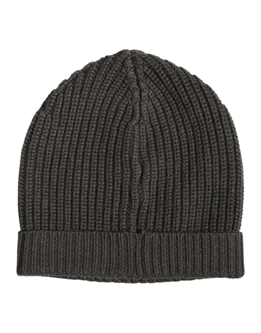 Dolce & Gabbana Dark Gray Cashmere Knit Winter Beanie Hat