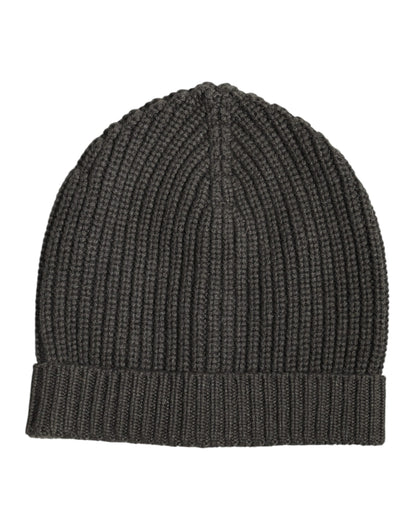 Dolce & Gabbana Dark Gray Cashmere Knit Winter Beanie Hat