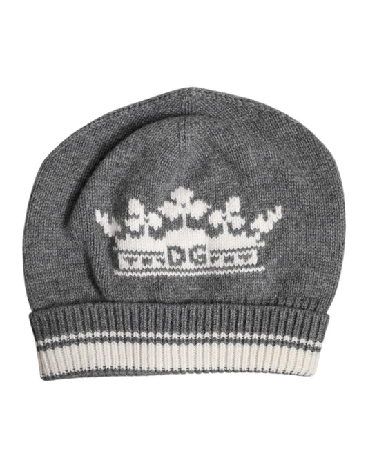 Dolce & Gabbana Gray Cashmere Knitted Winter Beanie Hat