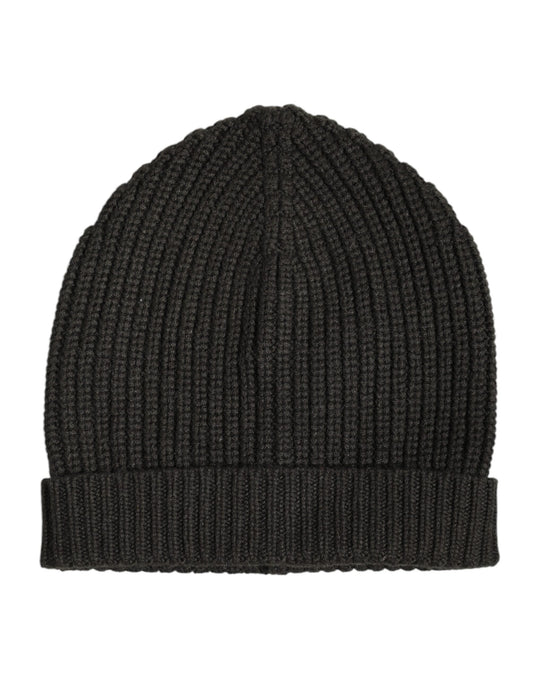 Dolce & Gabbana Dark Gray Cashmere Knit Winter Beanie Hat