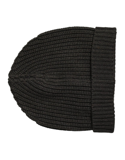Dolce & Gabbana Dark Gray Cashmere Knit Winter Beanie Hat