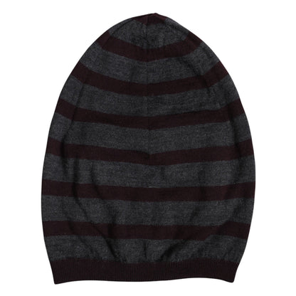 Dolce & Gabbana Gray Striped Wool Knitted Winter Beanie Hat