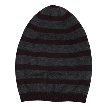 Dolce & Gabbana Gray Striped Wool Knitted Winter Beanie Hat