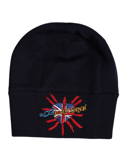 Dolce & Gabbana Black Wool #DGLovesLondon Winter Beanie Hat