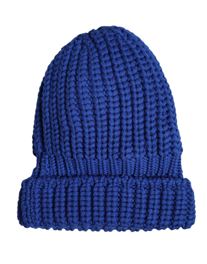 Dolce & Gabbana Blue Wool Knitted Winter Beanie Hat
