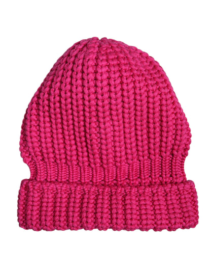 Dolce & Gabbana Pink Solid Wool Knitted Winter Beanie Hat