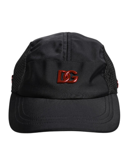 Dolce & Gabbana Black Nylon Logo 6 Panels Baseball Cap