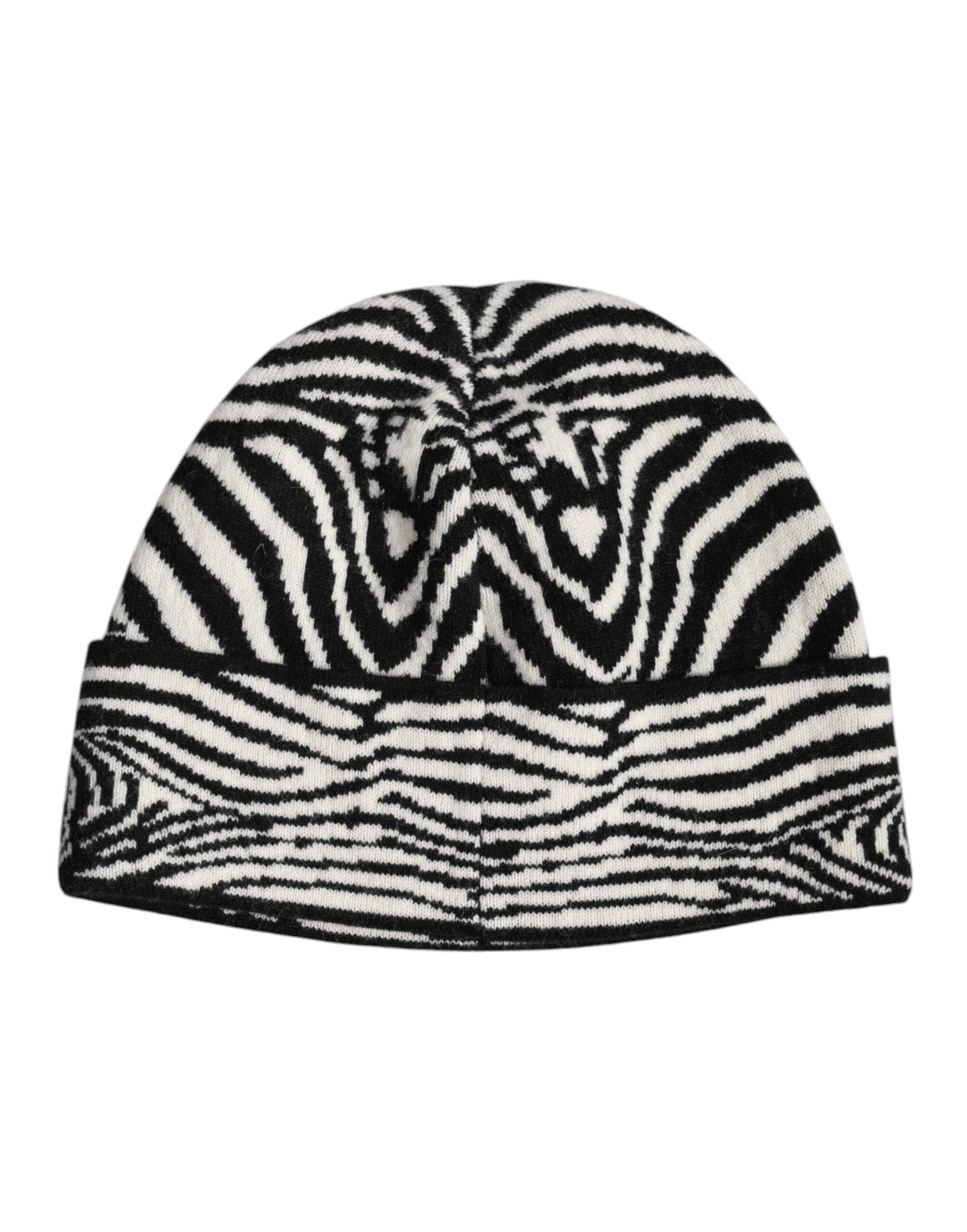 Dolce & Gabbana Black White Zebra Knitted Winter Beanie Hat
