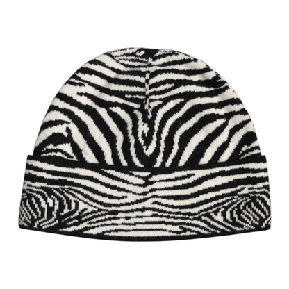 Dolce & Gabbana Black White Zebra Knitted Winter Beanie Hat