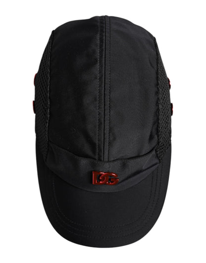 Dolce & Gabbana Black Nylon DG Logo 6 Panels Baseball Cap