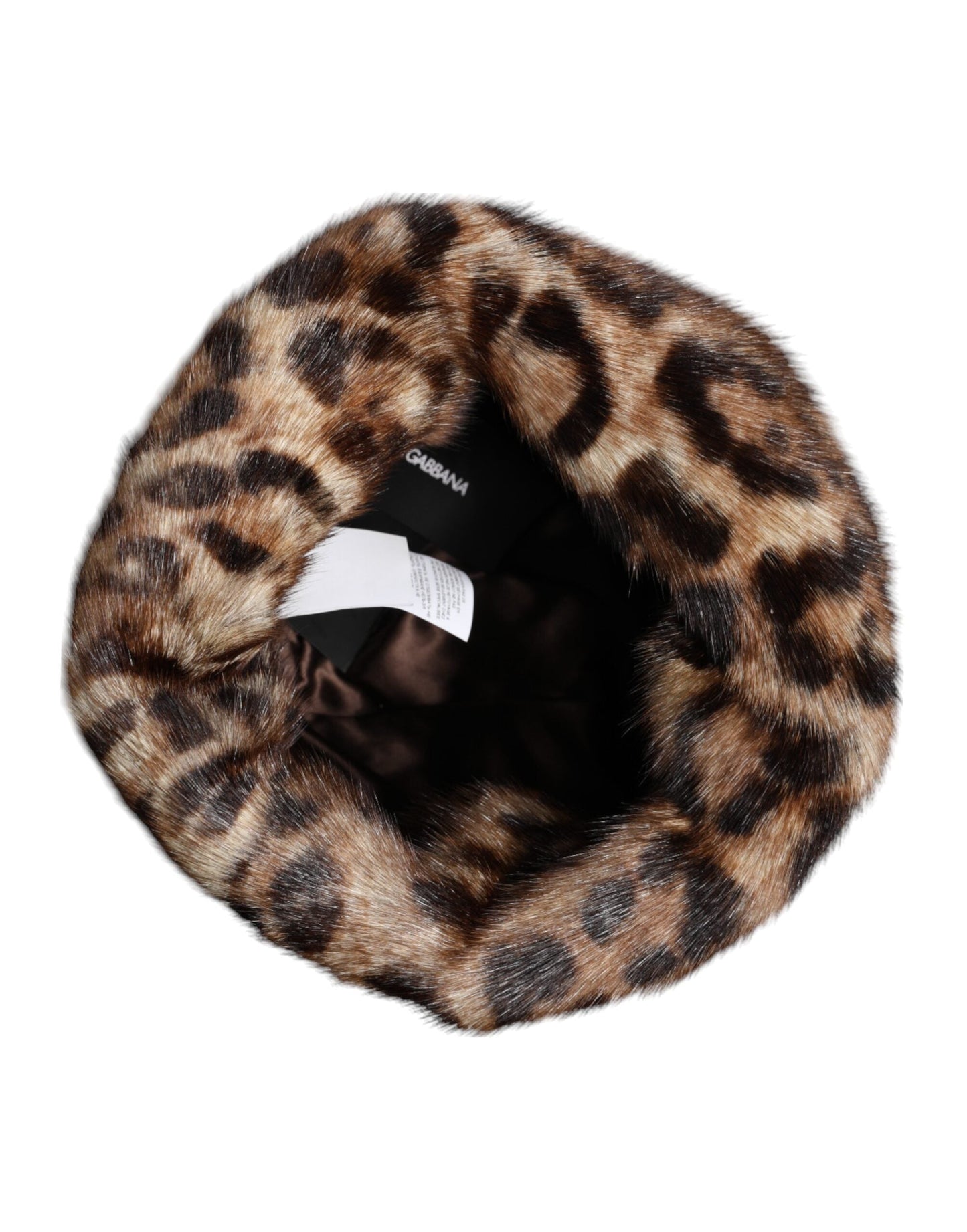 Dolce & Gabbana Brown Leopard Faux Fur Women Bucket Hat