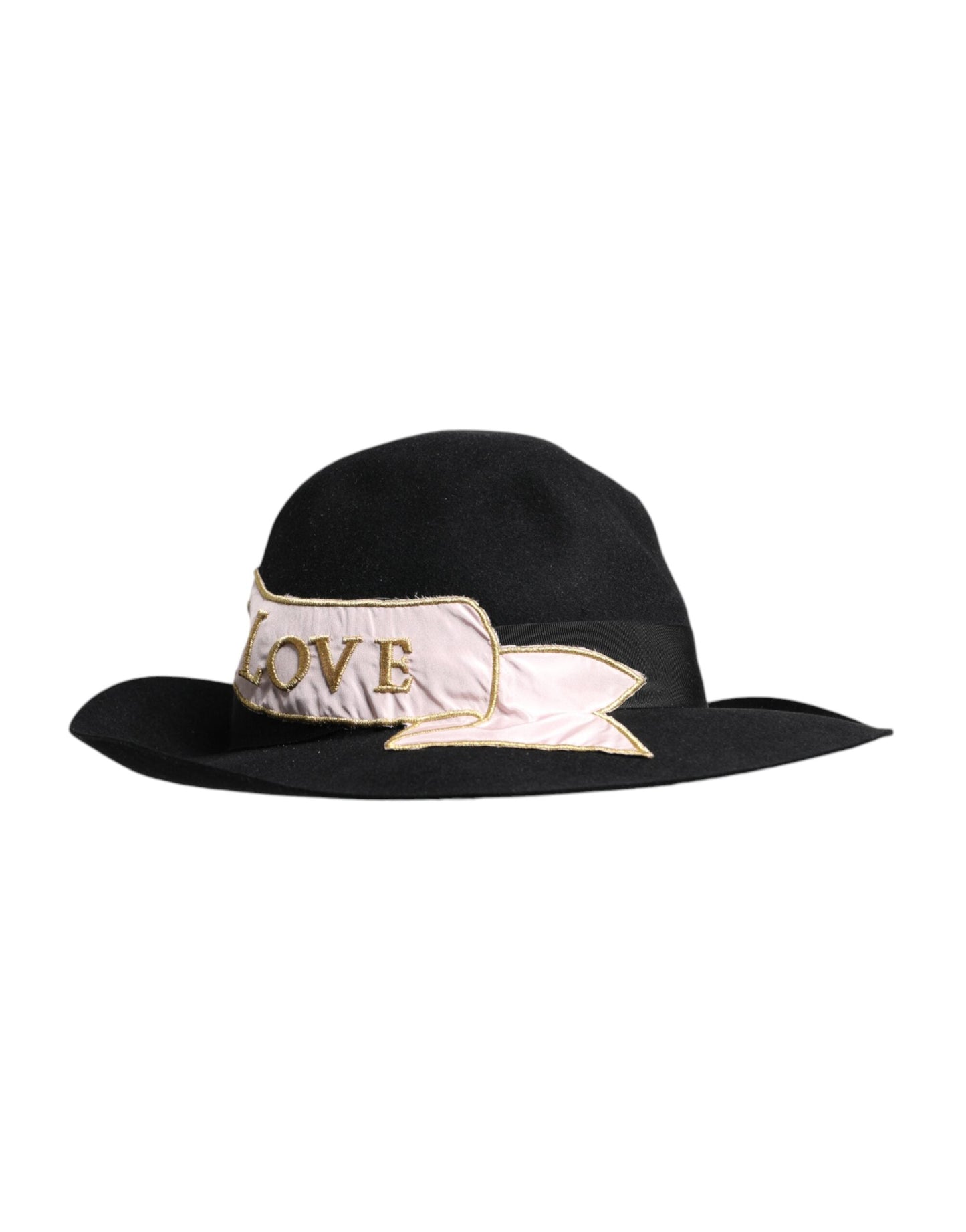 Dolce & Gabbana Black Logo Embroidered Women Wide Brim Hat