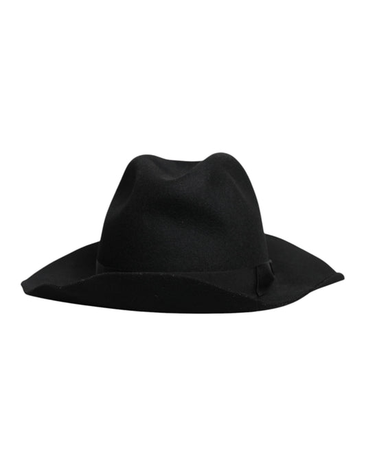 Dolce & Gabbana Black Wide Brim Trilby Fedora Hat