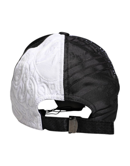 Dolce & Gabbana White Black Polka Dot Feathers Baseball Cap