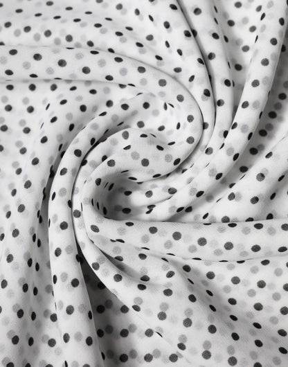 Dolce & Gabbana White Polka Dots Polyester Wrap Shawl Scarf