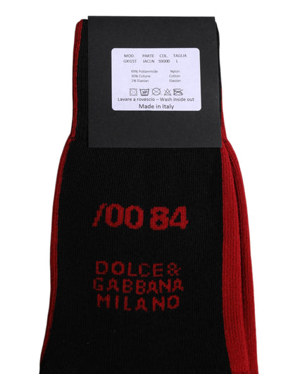 Dolce & Gabbana Black Nylon DG Logo Mid Calf Men Socks
