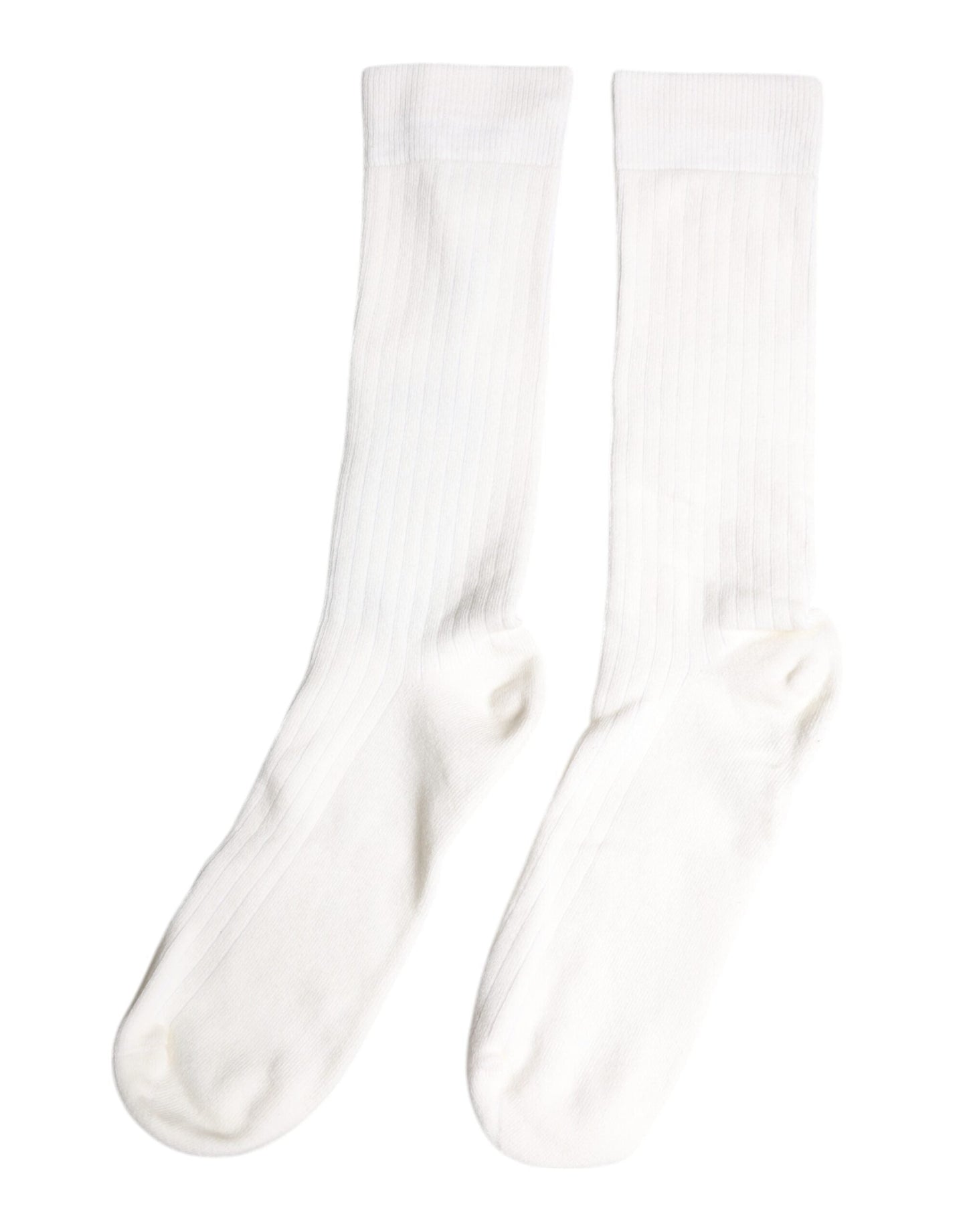 Dolce & Gabbana White Cotton Solid Mid Calf Men Socks