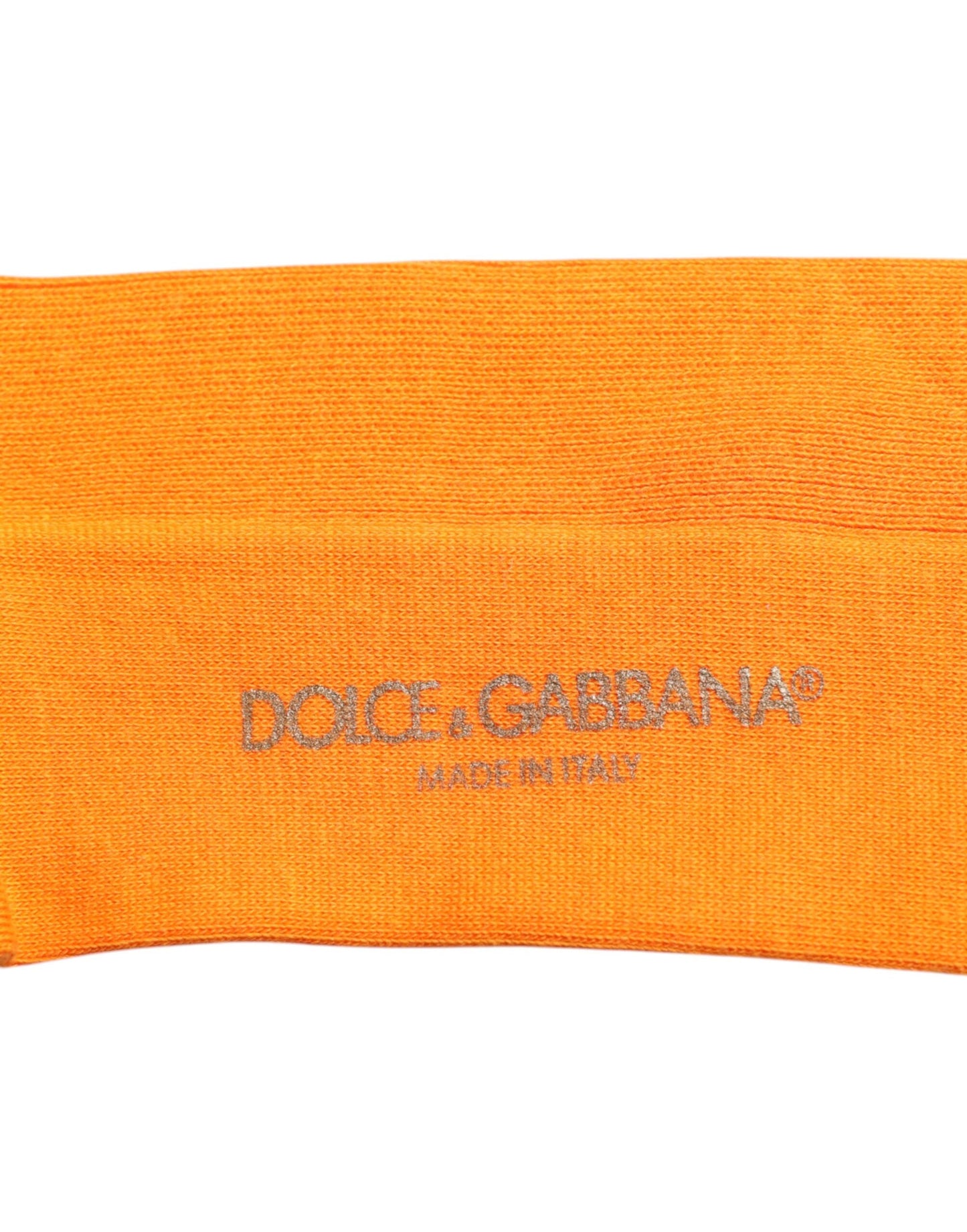 Dolce & Gabbana Orange Cotton Logo Over The Calf Socks
