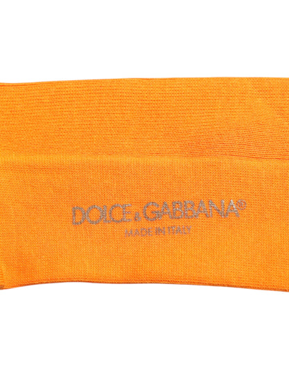 Dolce & Gabbana Orange Cotton Logo Over The Calf Socks