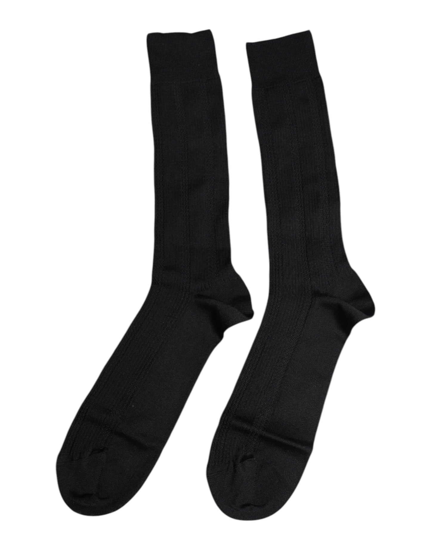 Dolce & Gabbana Black Stretch Logo Mid Calf Men Socks