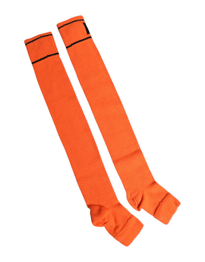 Dolce & Gabbana Orange Cotton DG Logo Print Open Toe Socks