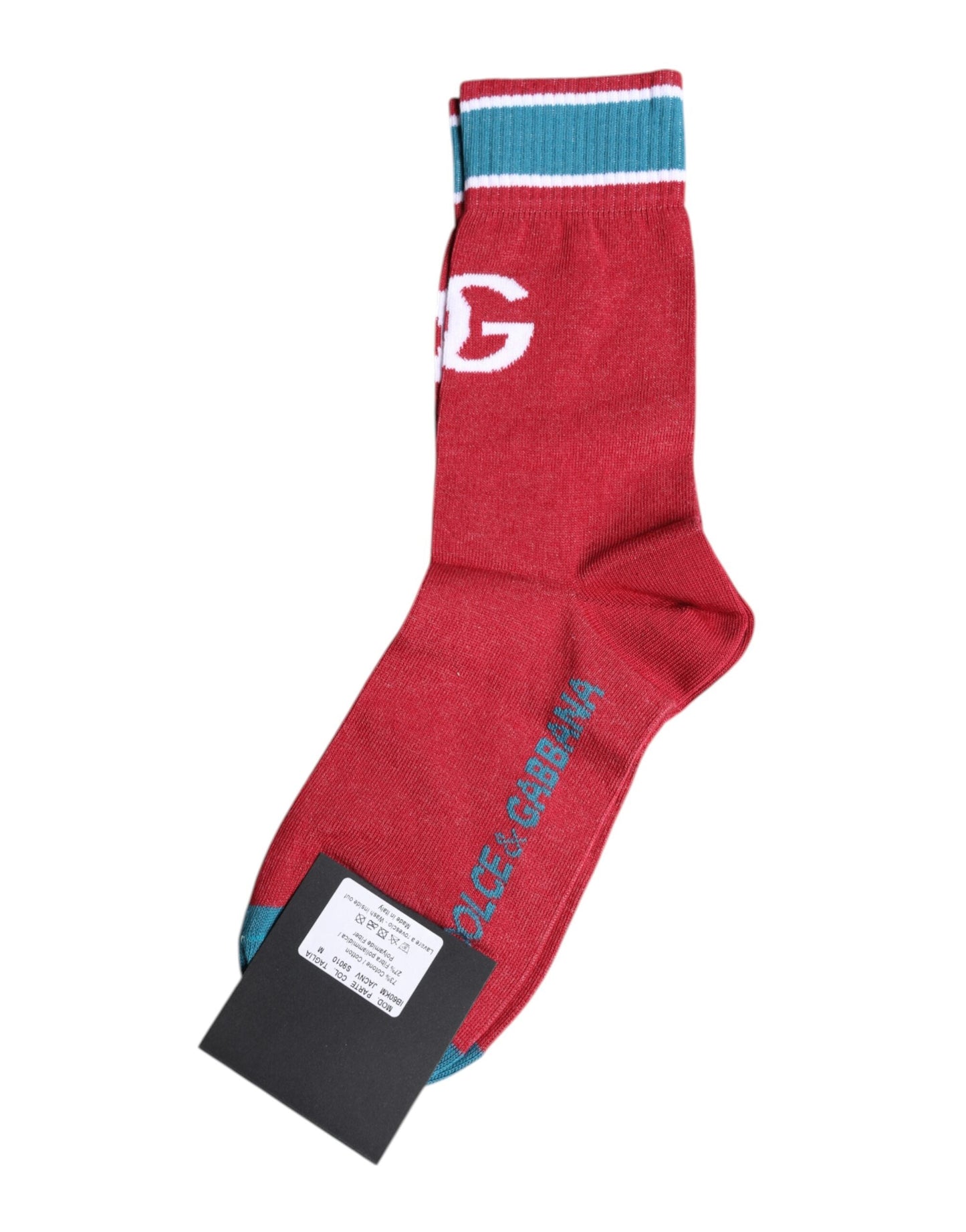 Dolce & Gabbana Red Cotton DG Logo Print Mid Calf Socks
