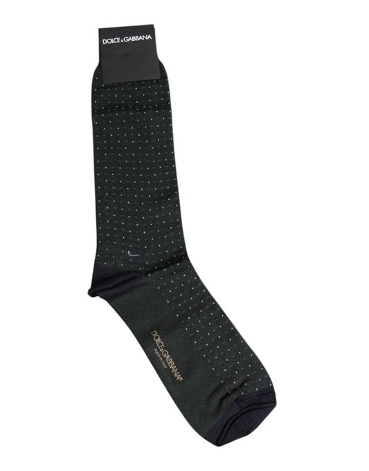 Dolce & Gabbana Black Polka Dots Cotton Mid Calf Socks